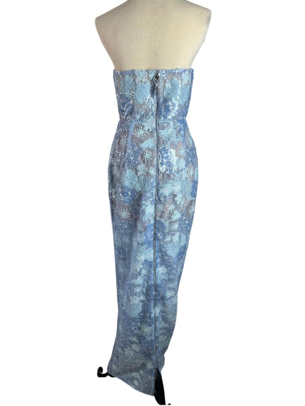 Bronx and Banco Farah Strapless Sequined Maxi Dress S Ocean Blue revolve NWOT - Picture 5 of 11